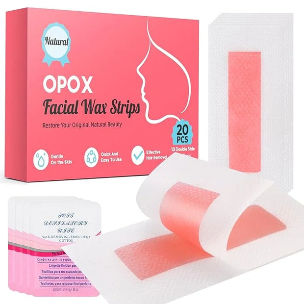20PCS Facial Wax Strips for Hair Removal, Facial Hair Removal for Women, Waxing Kit for Women's Face, Bikini, Chest, Body,...