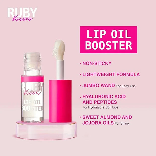 Ruby Kisses Lip Oil Booster, Hydrating Lip Gloss with Nourishing Natural Oil Blend, Jumbo Wand for Easy Application, Non-S...
