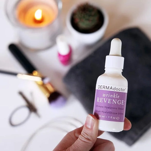 DERMAdoctor Wrinkle Revenge Dermatologist Formulated Anti Aging Hyaluronic Acid Serum for Face, Hydrating Serum, Wrinkle F...