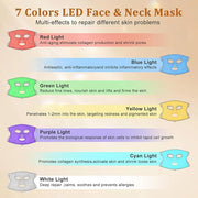 Hotodeal LED Face Mask Light Therapy,7 Colors Light Therapy for Skin Rejuvenation Anti-aging Beauty Red Light Therapy,Sili...