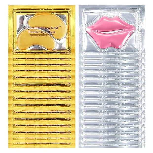 30 PCS Lip Mask Eye Mask Set Moisturizing Lip Mask for Dry Lips, 24K Gold Eye Patches for Puffy Eyes and Dark Circles - Pr...
