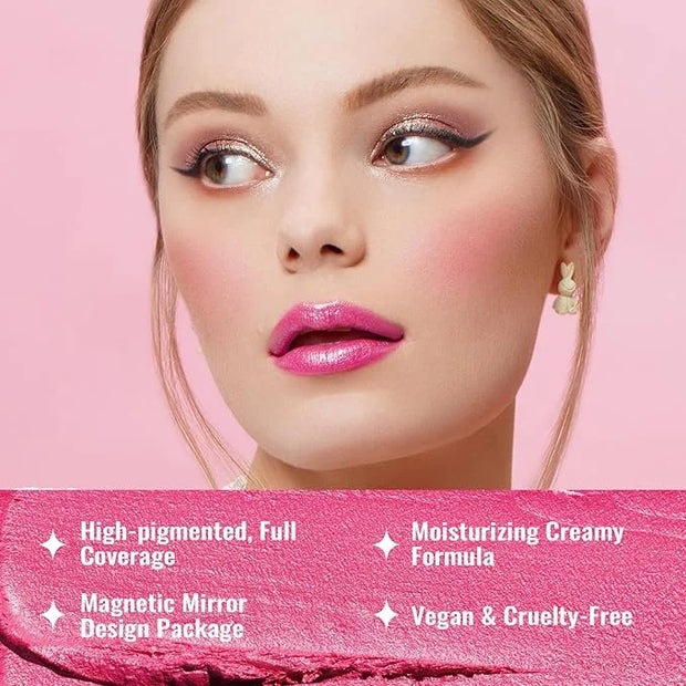 Oulac 3PCS Pink Lipstick Set | Metallic Lipstick, Moisturizing Lipstick, Lip Liner Stick | Smooth & Vegan | Ideal for Make...