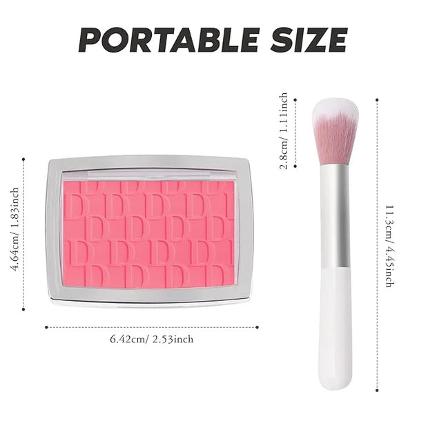 Cherry Blush Powder Blush for Cheeks with Brush, Matte Blush Palette Blush Powder Face Blusher, Natural Blendable Formula ...