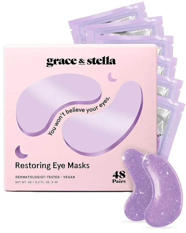 grace & stella Under Eye Patches for Puffy Eyes and Dark Circles (Retinol, 48 Pairs) Restoring Gel Under Eye Masks with Hy...
