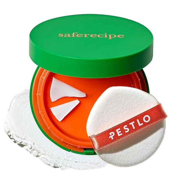 PESTLO Saferecipe No Sebum Grinding Sun Pact SPF 50+, PA+++ 0.63oz/ 18g- Grinding Dial Compact, Solid Cushion to a Soft Po...