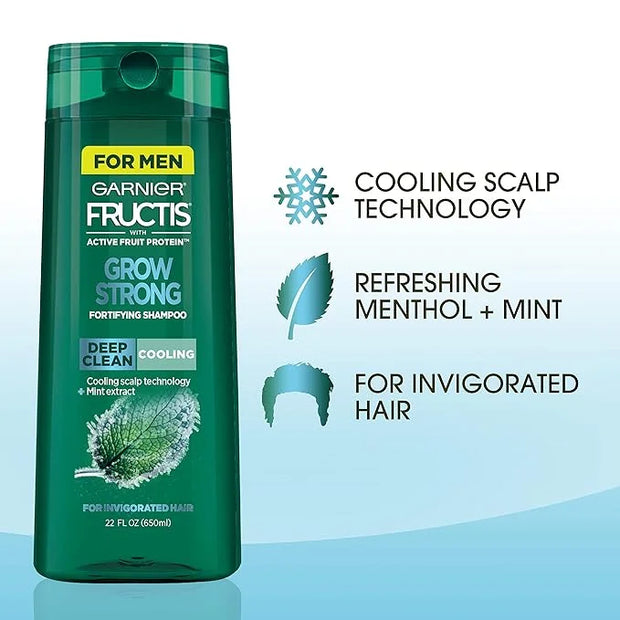 Garnier Hair Care Fructis Deep Clean Grow Strong Cooling Shampoo for Men for Invigorated Hair, 22 Fl Oz - Product Image