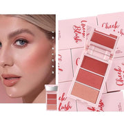 3D Blush Palette, Multi-Use Makeup Contour Pressed Powder Long-Lasting Pigment Cheekbones Contouring Blush Blendable Natur...