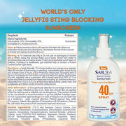 Safe Sea Anti-jellyfish Sting Protective Lotion- 2 SPF40 spray + 50 SPF kids- Hypoallergenic Jellyfish & Sea Lice Preventi...