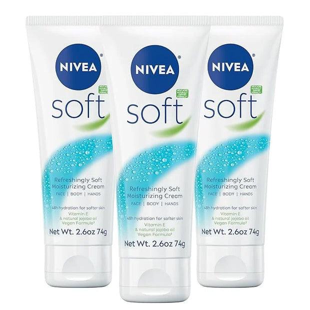 NIVEA Soft Refreshingly Soft Moisturizing Cream, Lightweight Moisturizer for Face, Body and Hands, Body Cream Enriched wit...