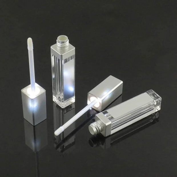 10 Pcs 7.5ml Plastic Square Clear Lip Gloss Tubes Vials with Mirror LED Light Lip Glaze Tube Bottles Refillable Makeup Lip...