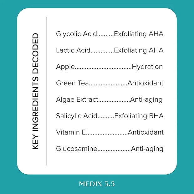 MEDIX 10% Glycolic Acid + Lactic Acid Leave-On Exfoliating Skin Care Body Gel | AHA Exfoliant Body & Face Serum Refines + ...