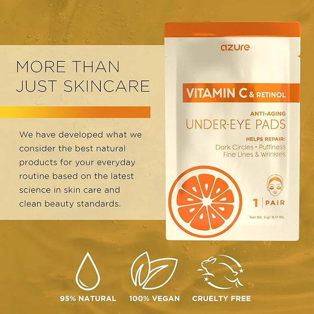 Azure Cosmetics Vitamin C Under Eye Pads - Anti Aging, Lifting & Moisturizing Eye Mask Patches - Reduces Fine Lines, Wrink...