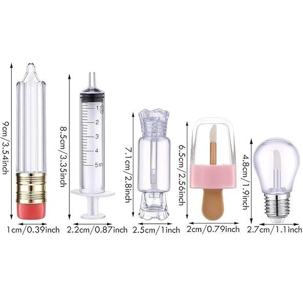 28 Pieces Transparent Empty Lip Gloss Tube Containers, Include 24 Pencil and Candy Shaped Oil Bottles, Ice Cream Funny Lig...