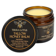 Organic Grass-Fed Beef Tallow Balm with Raw Honey - Moisturizing Cream for Soft, Smooth Skin - Handmade All-Natural Moistu...