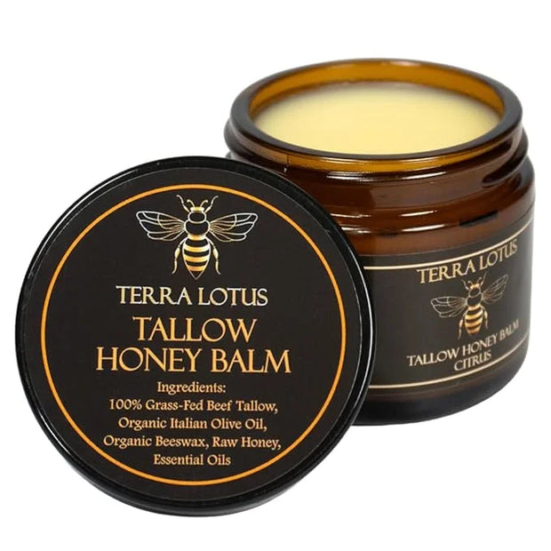 Organic Grass-Fed Beef Tallow Balm with Raw Honey - Moisturizing Cream for Soft, Smooth Skin - Handmade All-Natural Moistu...