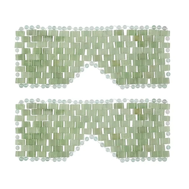 Jade Eye Mask, gemshan 2 Pcs Stone Eye Mask Hot or Cold Use, Green Jade Facial Eye Sleeping Mask - Product Image