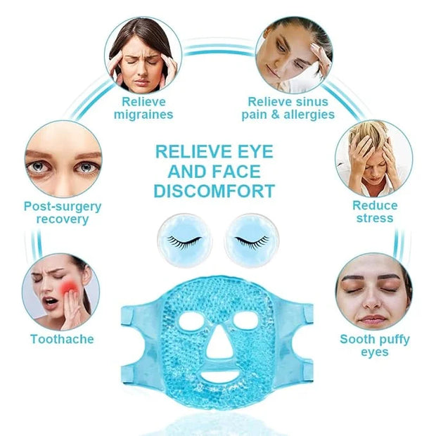Cold Face Eye Masks Ice Face Mask Hot Cold Compress For Dark Circles, Puffiness, Migraines, Headache, Stress, Redness, Coo...