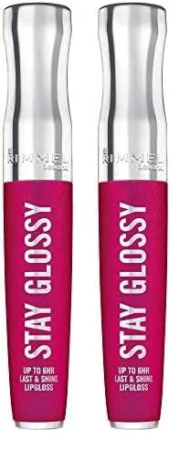 Rimmel Stay Glossy Lip Gloss, Pop Fizz Pink, 0.18 Fl Oz (Pack of 2) - Product Image