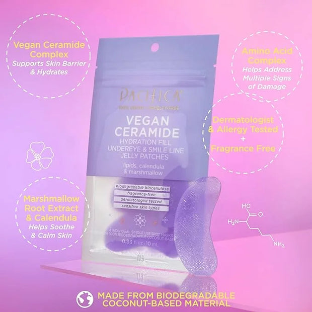 Pacifica Undereye Mask Vegan Ceramide Hydrating Jelly Eye Patches - Under Eye & Smile Line Masks for Fine Lines & Puffines...