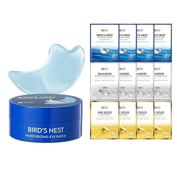 SNP [K Beauty Bird's Nest Aqua Eye Patch & Variety Ampoule Sheet Mask Set - Product Image