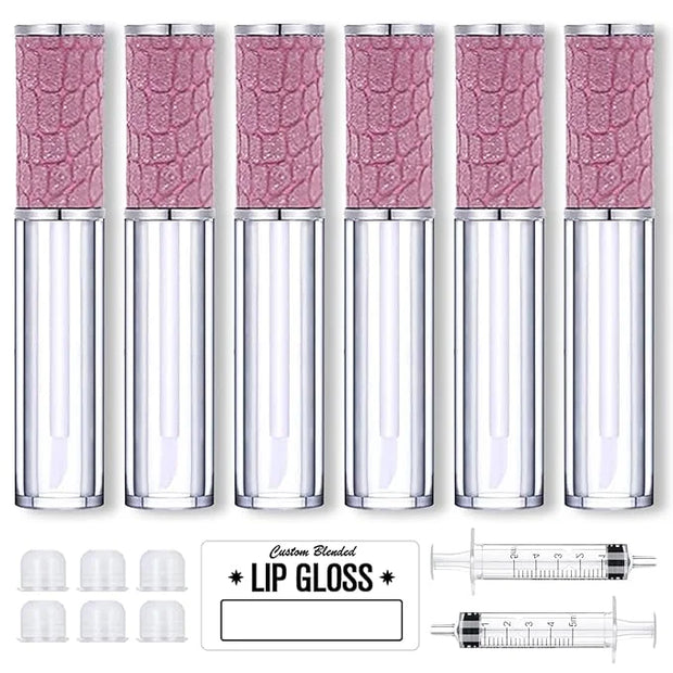AMORIX 6pcs Lip Gloss Tubes with Wand 5ml Empty Lip Gloss Containers Purple Lipgloss Bottles Crystal Lip Supplies Kit with...