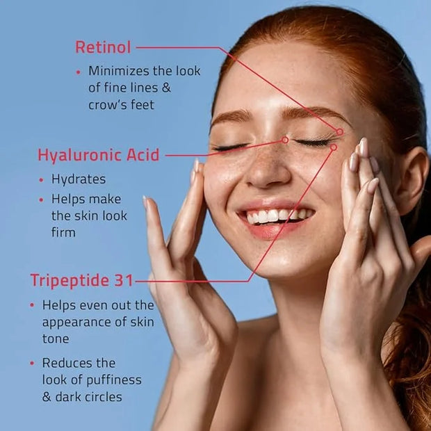 YEOUTH Retinol Eye Cream, Firming Under Eye Cream for Puffiness and Bags Under Eyes for Wrinkles and Dark Circles with Hya...