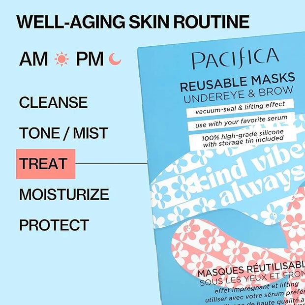 Pacifica Reusable Mask Set – Silicone Undereye & Brow Mask Set for Forehead & Under Eye, Anti-Wrinkle, Firming, Pair with ...