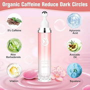 5% Caffeine Eye Serum, Cream with 360°Massage Ball for Puffiness, Fine Lines and Wrinkles, 0.5 fl.oz Under Eye Roller Crea...