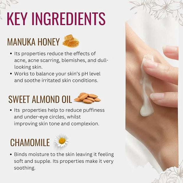 Vitamin C Day Cream for Face and Neck with Chamomile Flower Extract, Manuka Honey & Sweet Almond Oil | Plant Based Formula...