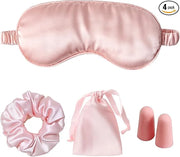Silk Satin Sleeping Eye Mask, Pink Sleep Eye Mask Night Blindfold for Women and Men, Soft Breathable Blackout Eyeshade Eye...