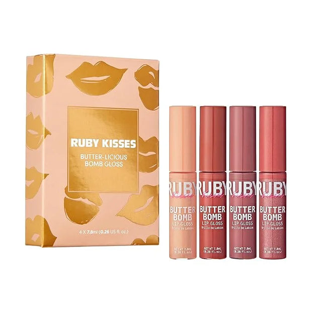 Ruby Kisses Lip Gloss Butter Bomb Gloss Non-Sticky Lip Gloss Vitamin E Natural Nude Lip Makeup- 7.8mL (0.26 US fl.oz) with...