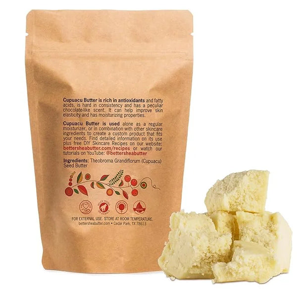 Cupuacu Butter Raw, Pure & Unrefined for Hair Growth & Dry Skin Use on Body and Face - Brazilian Body Butter Base, Lotion ...