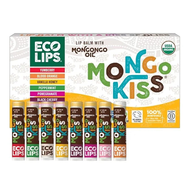 Mongo Kiss USDA Organic Lip Balm Set 8-pack (0.15 oz. each) with Mongongo Oil & Cocoa Butter to Moisturize Chapped Lips | ...