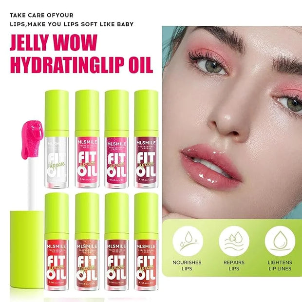 4 Colors Fat Oil Lip Gloss, Lip Oil Lip Glaze Hydrating Lip Glow Oil Big Brush Head Moisturizing Lip Gloss, Shiny Transpar...