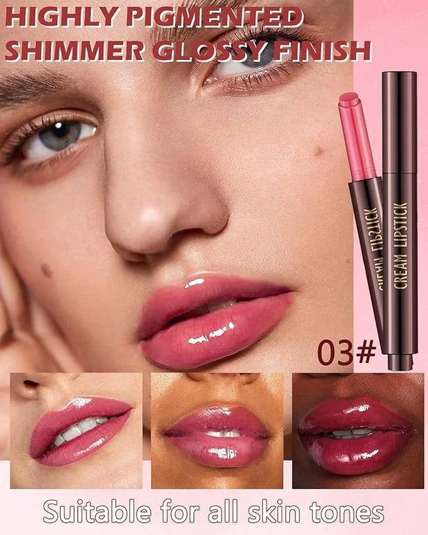 Hydrating Shimmer Lipstick,Moisturizing Jelly Lip Gloss,Shine Pink Red Lipstick Pen, Long Lasting Waterproof Tint Lip Balm...