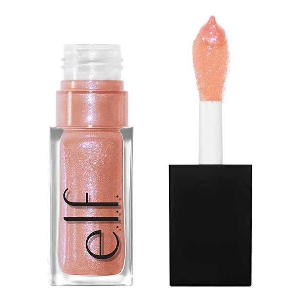 e.l.f. Glow Reviver Lip Oil, Nourishing and Hydrating with High-Shine Glimmer Finish & Sheer Wash Of Color, Minty Scent, N...