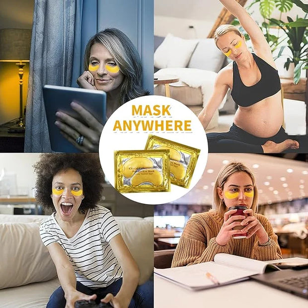 30 Pairs Under Eye Patches,Gold Under Eye Mask,Eye Masks Skincare Enriched with Collagen,Eye Patches for Puffy Eyes and Da...