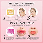 20 Pairs Lip Masks & Eye Masks, 24K Gold Gel Crystal Collagen Eye Pads, Moisturizing Lip Mask Crystal Pads, Under Eye Patc...