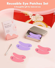 4 Pairs Reusable Under Eye Wrinkle Patches Silicone Mask, Plump Fine Lines & Wrinkles, with Metal Eye Cream Applicator, Ti...