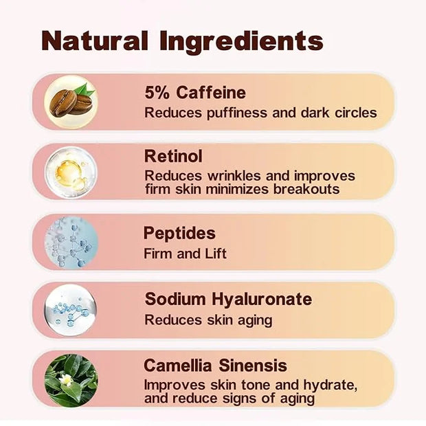 Caffeine Eye Cream for Dark Circles,Under Eye Cream for Puffiness and Bags,Eye Cream Anti Aging for Men Women Reduce Wrink...