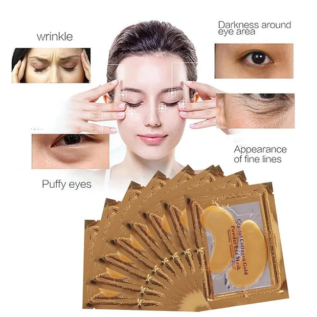 MEICOLY Lip and Eye Mask Sheet Moisturizing Gold Under Eye Mask Gel Crystal Collagen Anti-Aging Eye Patches Dark Circle Re...
