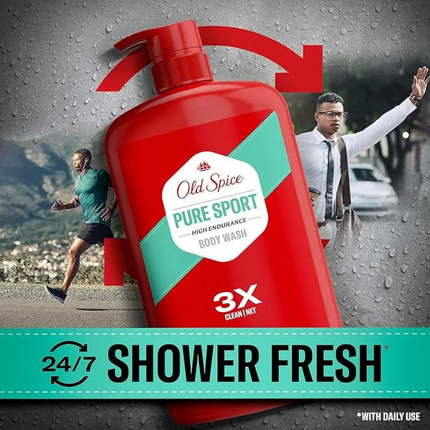 Old Spice Refreshing Body Wash for Men, High Endurance, 3X Defense, 24/7 Shower Fresh with Long Lasting Scent, Pure Sport ...