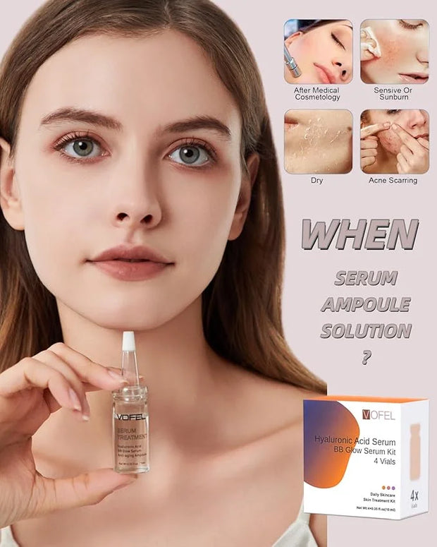 Hyaluronic Acid Serum for Microneedling Serum Ampoules for Face BB Glow Starter Kit 0.35 oz 4 Vials - Product Image