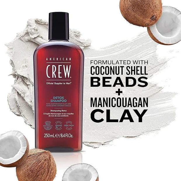 American Crew Detox Shampoo for Men, Naturally Derived, Vegan Formula, Citrus Mint Fragrance, 8.45 Fl Oz - Product Image