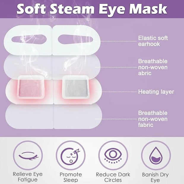 50 Packs Steam Eye Mask for Dry Eyes Spa Warm Sleep Mask Self Heating Disposable Eye Masks for Home Office Travel Eyestrai...