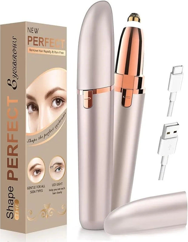 Eyebrow Trimmer for Women Rechargeable: Women Eyebrow Hair Remover with LED Light,Safe Painless Eyebrow Epilator Pen,Lady ...