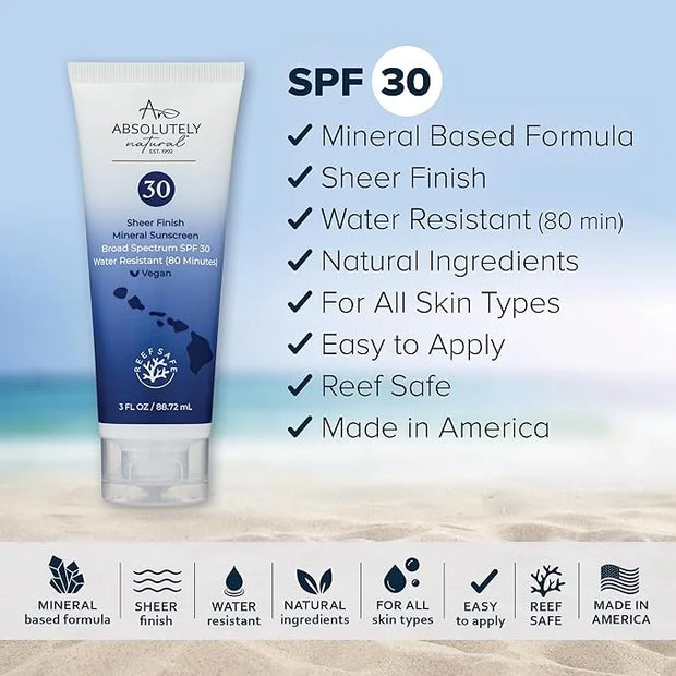SPF 30 Mineral Sunscreen - Broad Spectrum Water Resistant Moisturizer Lotion For Body & Face - With Non-Nano Zinc Oxide, V...