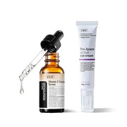 VGO Vitamin C Vitamin E Facial Serum 1.01oz + Eye Repair Cream for Dark Circles & Puffiness 0.5oz - Product Image