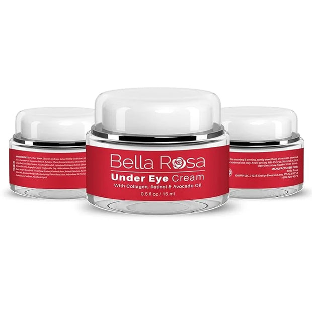 Bella Rosa Anti-Aging Under Eye Cream for Dark Circles, Puffiness, and Wrinkles - Hydrating Formula with Collagen and Reti...