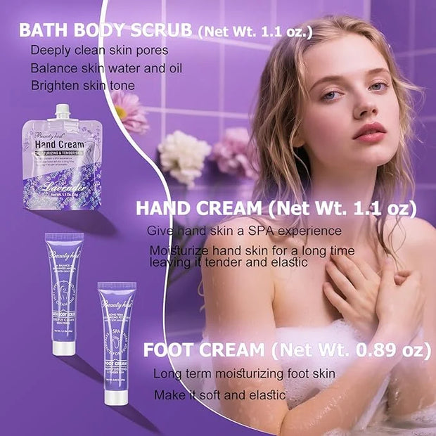 Skin Care Set Hand Foot Cream Blueberry Body Travel Kit, Exfoliating Bath Body Scrub,Spa Body Care Travel Kit, Deep Cleans...